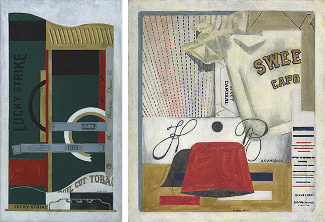 Stuart Davis, Lucky Strike, 1921, New York, Museum of Modern Art ; Sweet Caporal, 1922, Madrid, Museo Thyssen Bornemisza.