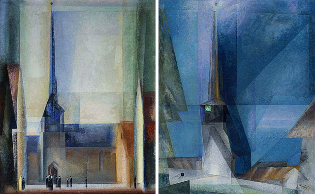 Lyonel Feininger. Gelmeroda IX, 1926, Essen, Museum Folkwang ; Gelmeroda XIII, 1936, New York, Metropolitan Museum