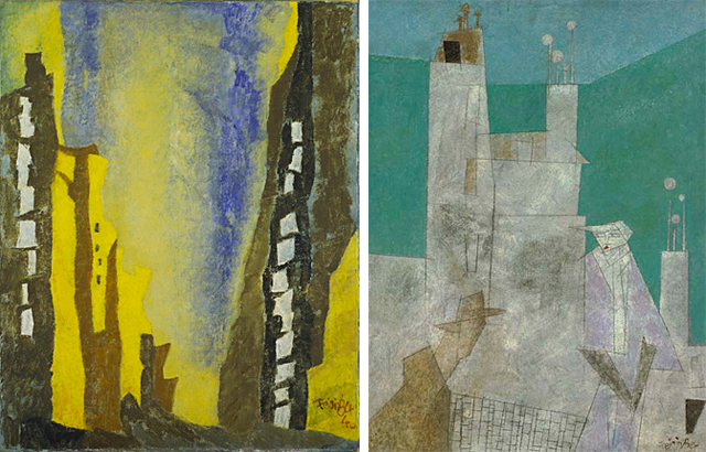 Lyonel Feininger. Manhattan, I, 1940, New York, MOMA ; Aventure II, 1940, collection privée.