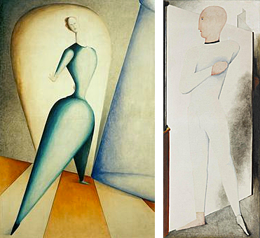 Oskar Schlemmer. Bailarina - El gesto, 1922/23, Múnich, Pinakothek der Moderne; El bailarín, 1923, Stuttgart, Staatsgalerie.