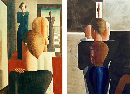 Oskar Schlemmer. Cuatro figuras en una habitación I, 1925; Cuatro figuras en una habitación II, 1925. Basilea, Kunstmuseum.