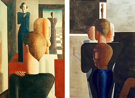 Oskar Schlemmer, Quatre figures dans une pièce I, 1925 ; Quatre figures dans une pièce II, 1925. Basel, Kunstmuseum.