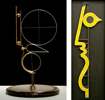 Oskar Schlemmer, Tête abstraite, 1923 (Reconstruction), Collection privée ; Profil en jaune. Tempera sur toile montée sur fil et quatre en bois, Collection privée.