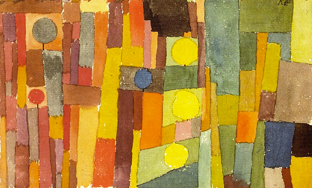 Paul Klee. Dans le style de Kairouan transposé à une forme modérée, 1914, Berne, Kuntsmuseum.