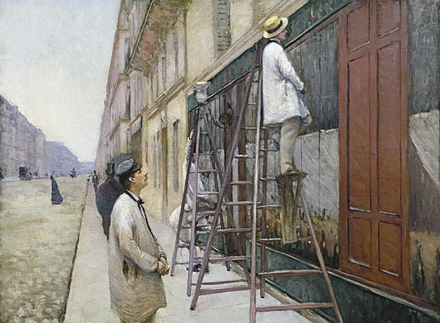 Pintores en un edificio, 1877, Gustave Caillebotte