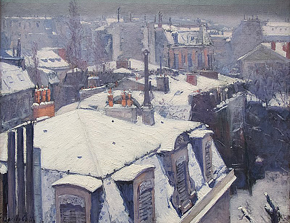 Vue de toits (Effet de neige), 1878, Gustave Caillebotte