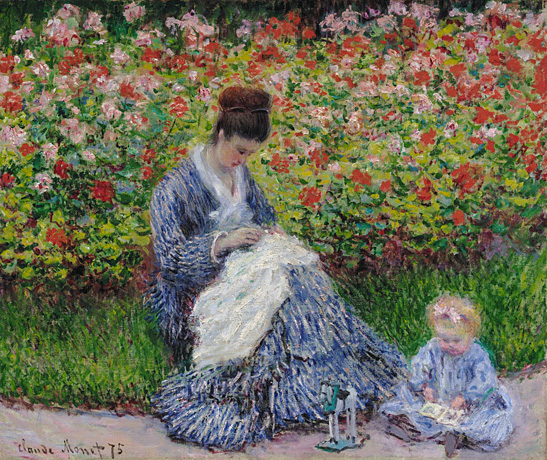 Camille Monet y su hijo en el jardín de Argenteuil, 1875, Claude Monet