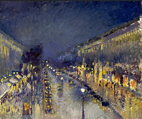 Boulevard Montmartre la nuit, 1897, Camille Pissarro