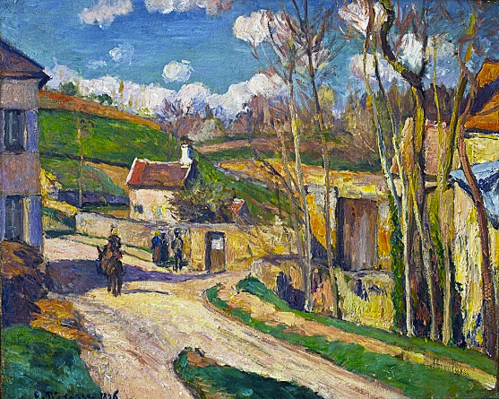 Cruce de caminos al Hermitage, Pontoise, 1876, Camille Pissarro