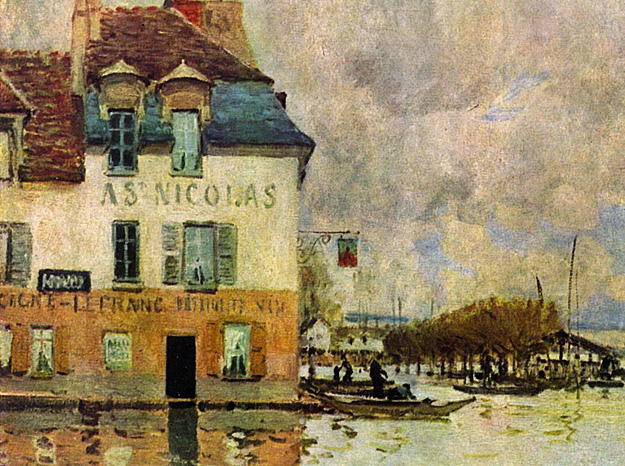 Inundación en Port-Marly , detalle, 1876, Alfred Sisley