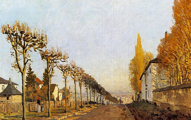 La carretera de Sèvres, llamado también El camino de la máquina en Louveciennes, 1873, Alfred Sisley