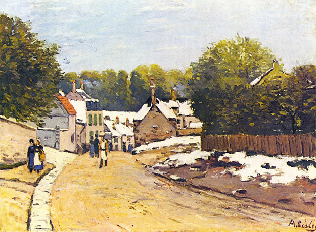 Alfred Sisley, Primera nieve en Louveciennes, 1870, Boston, Museo de Bellas Artes