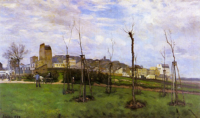 Alfred Sisley, Vista de Montmartre desde la Cité des Fleurs en Batignolles, 1869, Museo de Grenoble