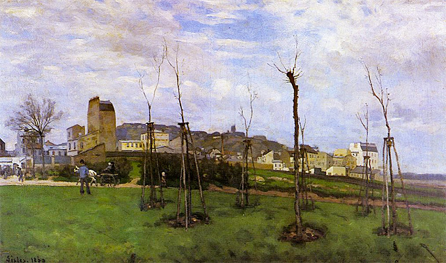 Alfred Sisley, Vue de Montmartre depuis la Cité des Fleurs à Batignolles, 1869