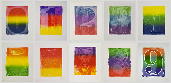 Figures 0-9 (Colour Numeral Series), 1969, Jasper Johns Figures 0-9 (Colour Numeral Series), 1969, Jasper Johns