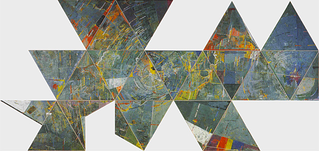 Carte (basée sur le Dymaxion Air Ocean World de Buckminster Fuller), 1967-1971, Jasper Johns Carte (basée sur le Dymaxion Air Ocean World de Buckminster Fuller), 1967-1971, Jasper Johns