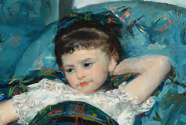 Petite fille dans un fauteuil bleu, détail, 1878, Mary Cassatt, Washington, National Gallery