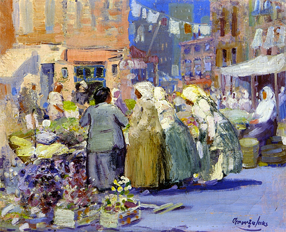 Spring Morning, Houston and Division Streets, 1922, George Luks