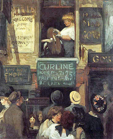 Fenêtre de salon de coiffure, 1907, John Sloan, Hartford, Connecticut, Musée Wadsworth