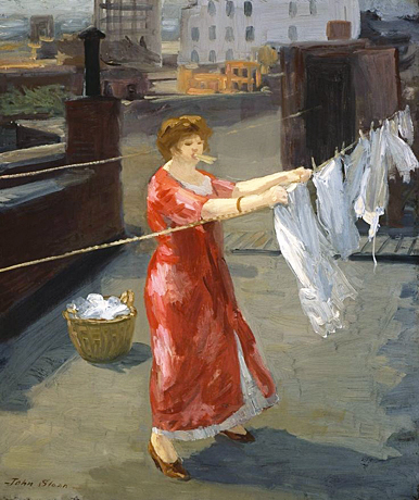 Kimono rouge sur le toit, 1912, John Sloan