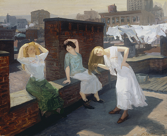 Sunday, Women Drying Their Hair (Dimanche, femmes séchant leurs cheveux), 1912, John Sloan