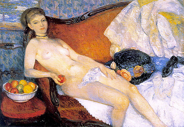 Desnudo con manzana, 1910, William Glackens