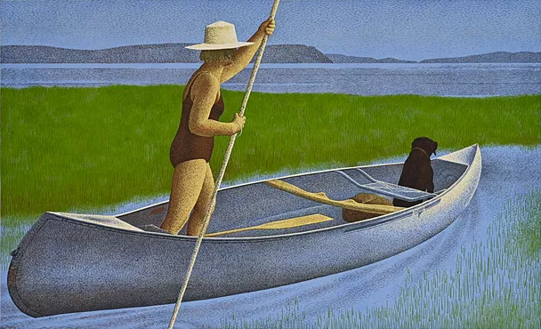 Woman, Dog and Canoe, 1982, Alex Colville