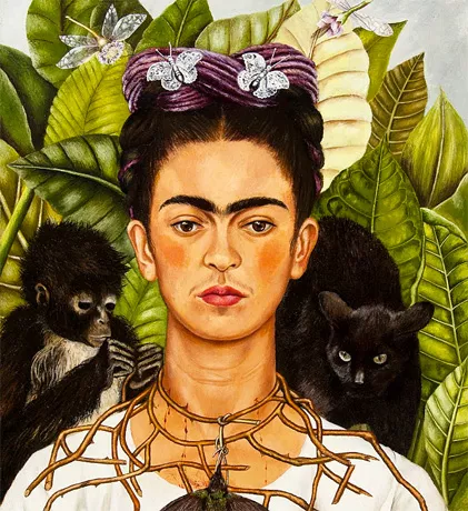 Autorretrato con collar de espinas y colibrí, 1949, Frida Kahlo