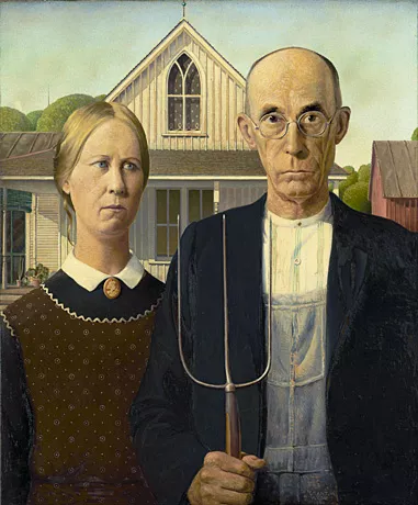 American Gothic, 1930, Grant Wood, Chicago, The Art Institute.