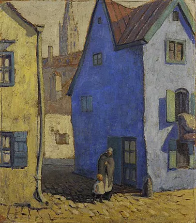 Casa Azul, Múnich, 1928, Grant Wood, Universidad de Iowa.