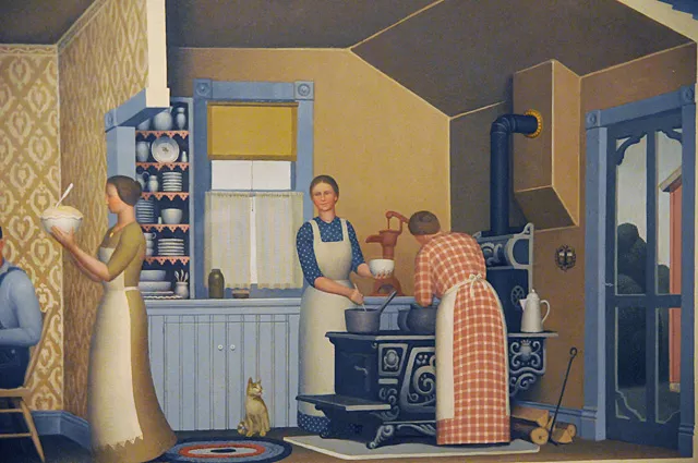 Dinner for Threshers, détail, 1934, Grant Wood