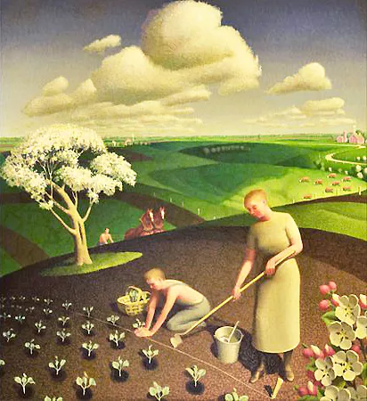 Primavera en el campo, 1941, Grant Wood, colección privada.