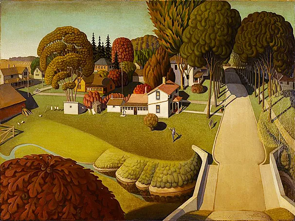 El lugar de nacimiento de Herbert Hoover, 1931, Grant Wood, Instituto de Arte de Minneapolis