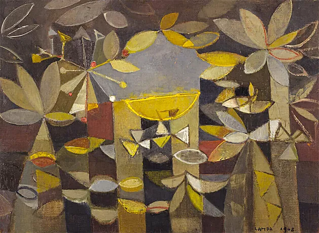 Coupe orange sur forêt noire, 1948, Jacqueline Lamba