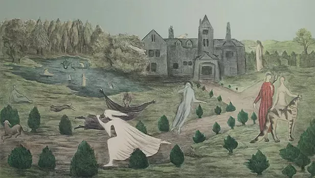 Crookey Hall, lithographie, 1947, Leonora Carrington