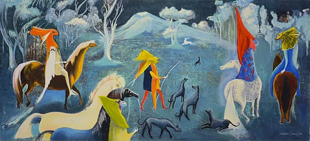 Figuras fantásticas a caballo, 2011, Leonora Carrington