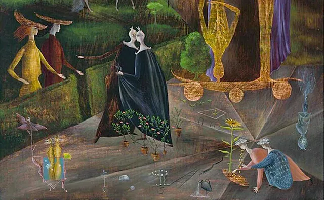 The Geminis are in the orchard again (detalle), 1947, Leonora Carrington