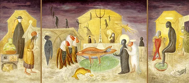 Nativity triptych, 1989, Leonora Carrington