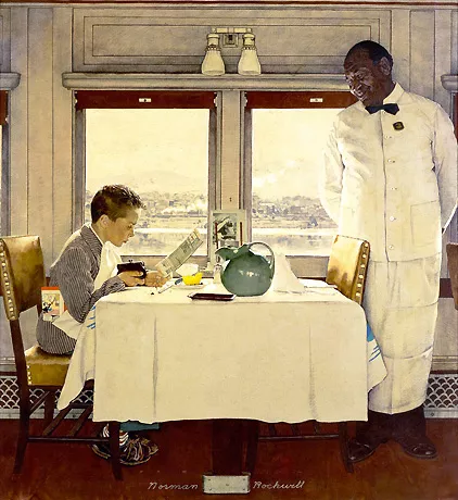 Chico en el vagón restaurante (Boy in the dining car), 1946, Norman Rockwell