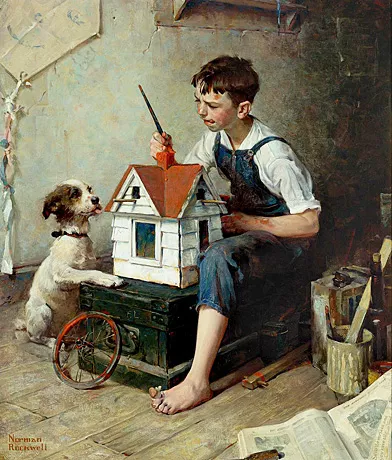 Painting the little house, 1921, Norman Rockwell, Collection privée.