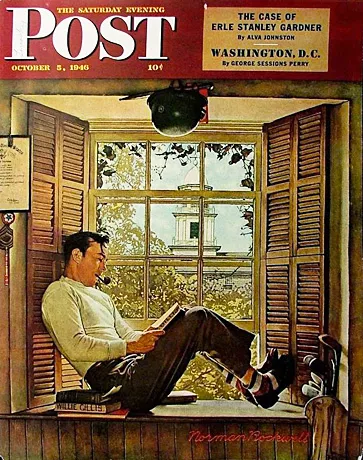 Willie Gillis at University, portada para Saturday Evening Post, 1946, Norman Rockwell