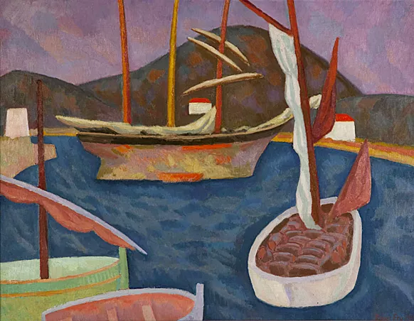 Barcos en un puerto, Saint-Tropez, 1915, Roger Fry, Colección particular.