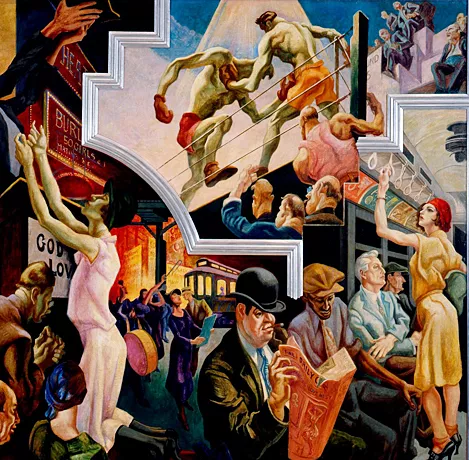 Actividades urbanas con metro,1930-31, Thomas Hart Benton