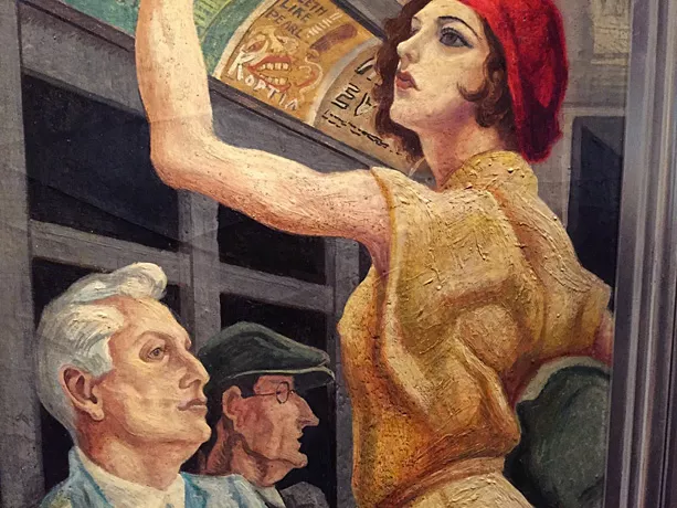 Actividades urbanas con salón de baile, detalle, 1930, Thomas Hart Benton