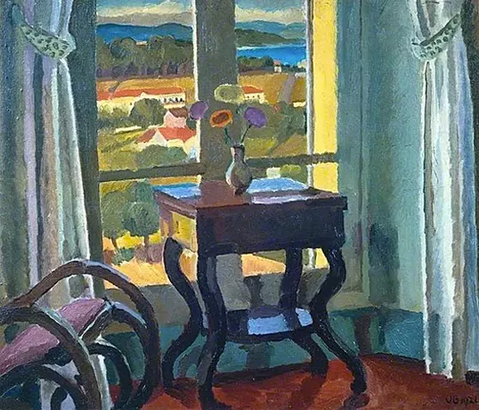 Interior con mesa, 1921, Vanessa Bell, Colección privada.