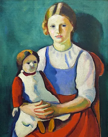 Fille blonde avec poupée, 1910, August Macke