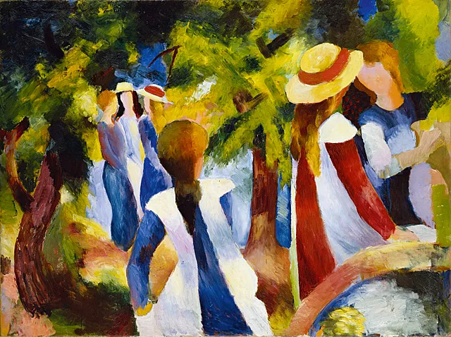 Muchachas bajo los árboles, 1914, August Macke