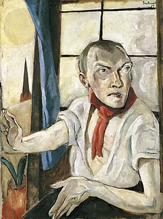 Autorretrato con pañuelo rojo, 1917, Max Beckmann