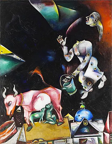 Marc Chagall, En Rusia, a los asnos y a los demás, 1911