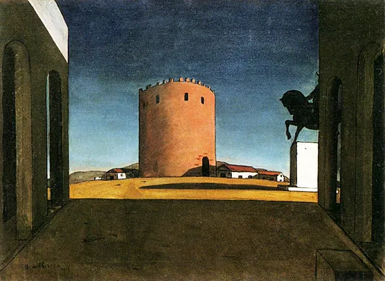La torre roja, 1913, Giorgio de Chirico